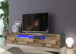 Mobile porta TV Artropodi, cm 200x40h37, Ardesia e Acero<Dmora Shop