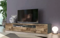 Mobile porta TV Artropodi, Ardesia e Acero, con luce LED<Dmora Best Sale
