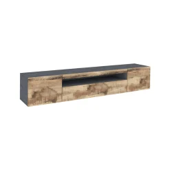 Mobile porta TV Artropodi, cm 200x40h37, Ardesia e Acero<Dmora Shop