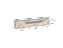 Mobile porta TV Artropodi, cm 200x40h37, Ardesia e Acero<Dmora Shop