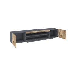 Mobile porta TV Artropodi, cm 200x40h37, Ardesia e Acero<Dmora Shop