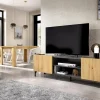 Mobile porta TV Arya, 161x35h45 cm, Rovere Nodi e Antracite<Dmora Hot