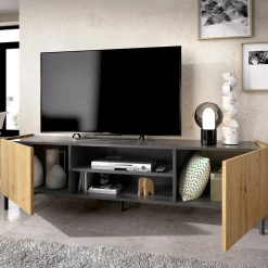 Mobile porta TV Arya, 161x35h45 cm, Rovere Nodi e Antracite<Dmora Hot