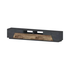 Mobile porta TV Asdrubale, cm 260x43h46, Ardesia e Acero<Dmora Discount