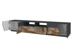 Mobile porta TV Asdrubale, cm 260x43h46, Ardesia e Acero<Dmora Discount