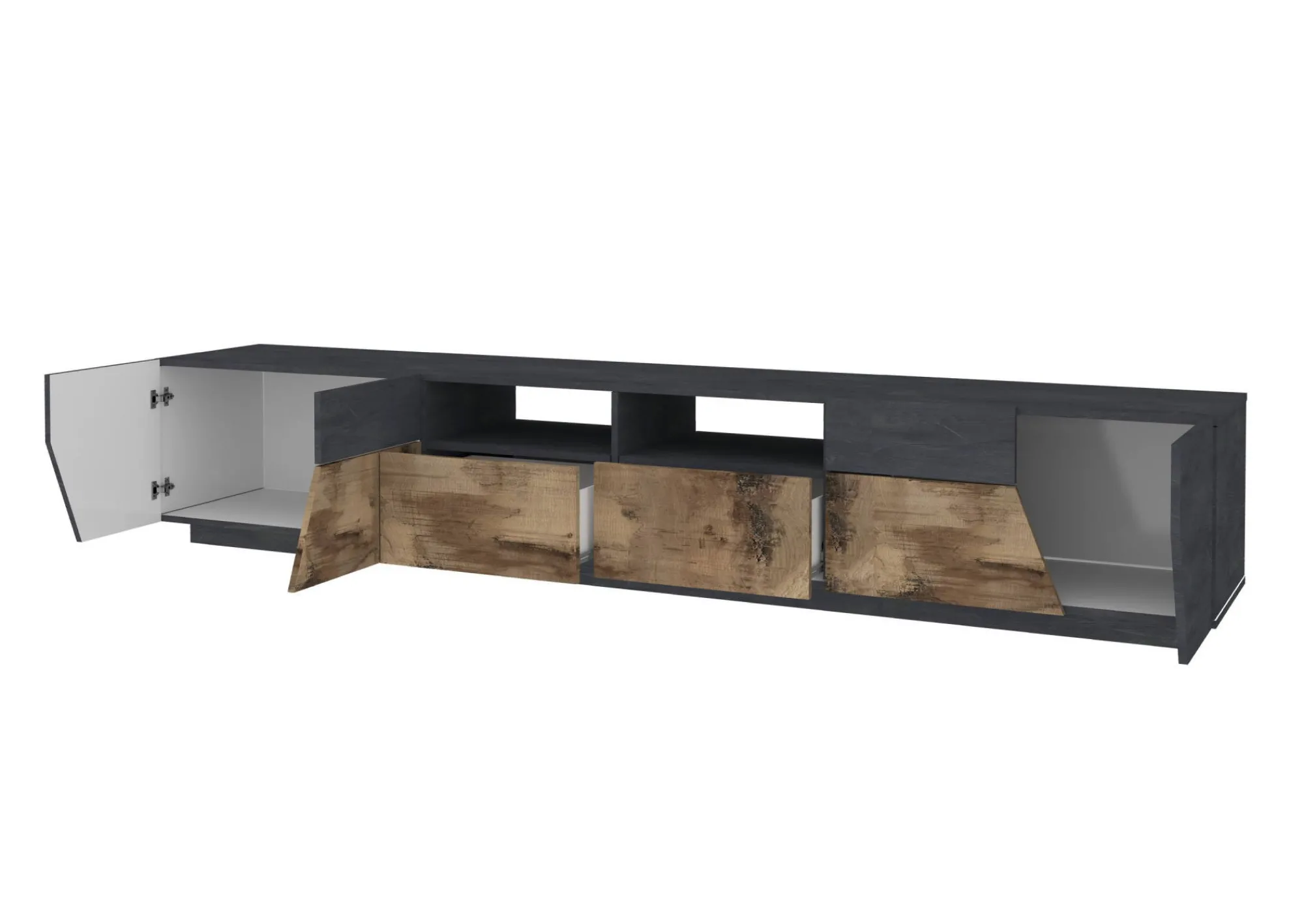 Mobile porta TV Asdrubale, cm 260x43h46, Ardesia e Acero<Dmora Discount