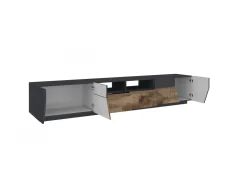 Mobile porta TV Asdrubale, cm 260x43h46, Ardesia e Acero<Dmora Discount
