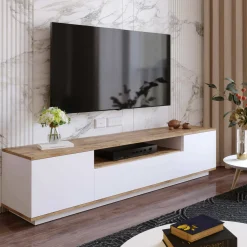 Mobile porta TV Asellina, 180x45h45 cm, Quercia e Bianco<Dmora Online