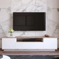 Mobile porta TV Asellina, 180x45h45 cm, Quercia e Bianco<Dmora Online