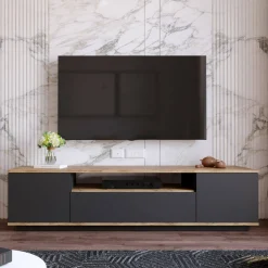 Mobile porta TV Asellina, 180x45h45 cm, Quercia e Antracite<Dmora Shop
