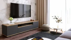 Mobile porta TV Asellina, 180x45h45 cm, Quercia e Antracite<Dmora Shop