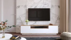 Mobile porta TV Asellina, 180x45h45 cm, Quercia e Bianco<Dmora Online