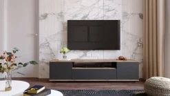 Mobile porta TV Asellina, 180x45h45 cm, Quercia e Antracite<Dmora Shop