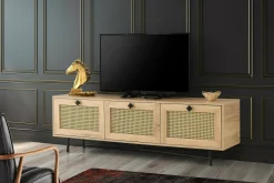Mobile porta TV Assemini, Quercia e Nero, 180x40h60 cm<Dmora Cheap
