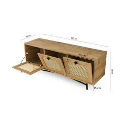 Mobile porta TV Assemini, Quercia e Nero, 140x40h60 cm<Dmora Hot