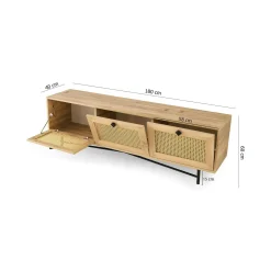 Mobile porta TV Assemini, Quercia e Nero, 180x40h60 cm<Dmora Cheap