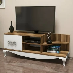 Mobile porta TV Assolo, 130x45h51 cm, Noce e Bianco<Dmora Flash Sale