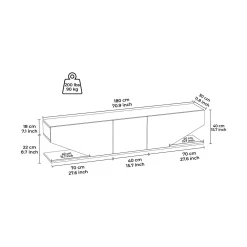 Mobile porta TV Assorata, 180x30h40 cm,<Dmora Cheap