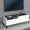 Mobile porta TV Atris, cm 120x40h47, Bianco lucido e Ardesia<Dmora Flash Sale