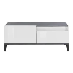 Mobile porta TV Atris, cm 120x40h47, Bianco lucido e Ardesia<Dmora Flash Sale