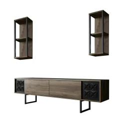 Mobile porta TV Axa, 180x30h48 cm, Noce e Nero<Dmora Discount