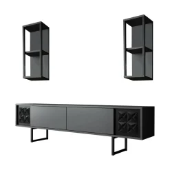 Mobile porta TV Axa, 180x30h48 cm, Antracite e Nero<Dmora Hot