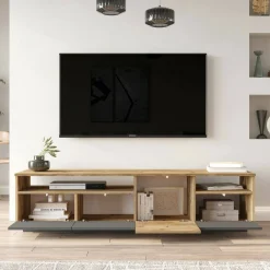 Mobile porta TV Axi, 180x45h45 cm, Quercia e Antracite<Dmora Store