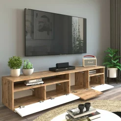 Mobile porta TV Axi, 180x45h45 cm, Quercia e Bianco<Dmora New