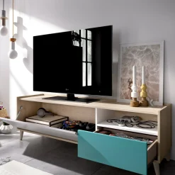 Mobile porta TV Axterix, 155x43h47 cm, Rovere e Bianco<Dmora Cheap
