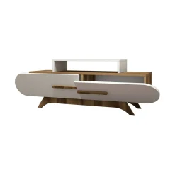 Mobile porta TV Baghdad, 145x37h50 cm, Noce e Bianco<Dmora Shop