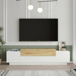 Mobile porta TV Baiano, 160x37h39 cm, Quercia e Bianco<Dmora Sale