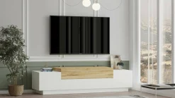 Mobile porta TV Baiano, 160x37h39 cm, Quercia e Bianco<Dmora Sale