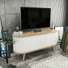 Mobile porta TV Bailu, 140x43h64 cm, Quercia e Bianco<Dmora New