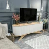 Mobile porta TV Bailu, 180x43h60 cm, Quercia e Bianco<Dmora Shop