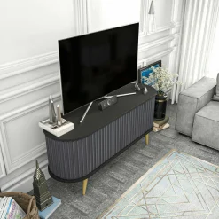Mobile porta TV Bailu, 140x43h64 cm, Nero e Antracite<Dmora Sale