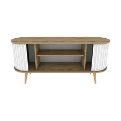 Mobile porta TV Bailu, 140x43h64 cm, Quercia e Bianco<Dmora New