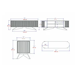 Mobile porta TV Bailu, 180x43h60 cm, Quercia e Bianco<Dmora Shop