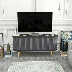 Mobile porta TV Bailu, 140x43h64 cm, Nero e Antracite<Dmora Sale