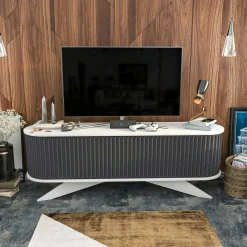 Mobile porta TV Bailu, 180x43h60 cm, Antracite e Bianco<Dmora Flash Sale