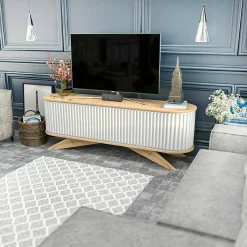 Mobile porta TV Bailu, 180x43h60 cm, Quercia e Bianco<Dmora Shop