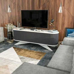 Mobile porta TV Bailu, 180x43h60 cm, Antracite e Bianco<Dmora Flash Sale