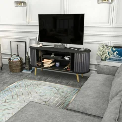 Mobile porta TV Bailu, 140x43h64 cm, Nero e Antracite<Dmora Sale