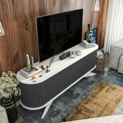Mobile porta TV Bailu, 180x43h60 cm, Antracite e Bianco<Dmora Flash Sale