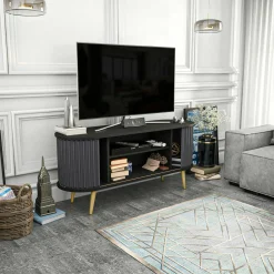 Mobile porta TV Bailu, 140x43h64 cm, Nero e Antracite<Dmora Sale
