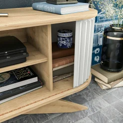 Mobile porta TV Bailu, 180x43h60 cm, Quercia e Bianco<Dmora Shop