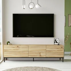 Mobile porta TV Ballao, 170x36 h46 cm, Quercia e Nero<Dmora Cheap