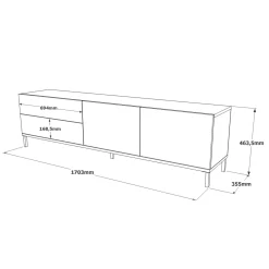 Mobile porta TV Ballao, 170x36 h46 cm, Quercia e Nero<Dmora Cheap