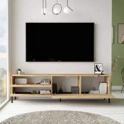 Mobile porta TV Ballao, 170x36 h46 cm, Quercia e Nero<Dmora Cheap