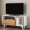 Mobile porta TV Barrali, 90x30 h51 cm, Bianco e Noce<Dmora Flash Sale