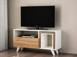 Mobile porta TV Barrali, 90x30 h51 cm, Bianco e Noce<Dmora Flash Sale